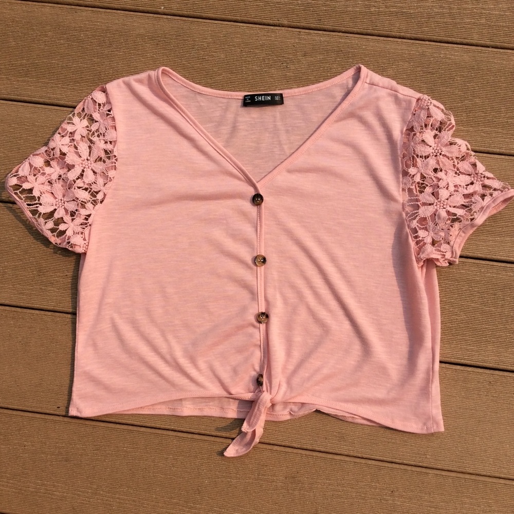 💗SHEIN Lace Sleeve top sz Large